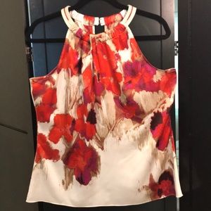 Tahari floral silky halter top